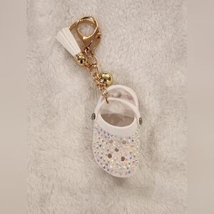 White Glitter Croc Shoe Keychain Sandal  Bag Charm